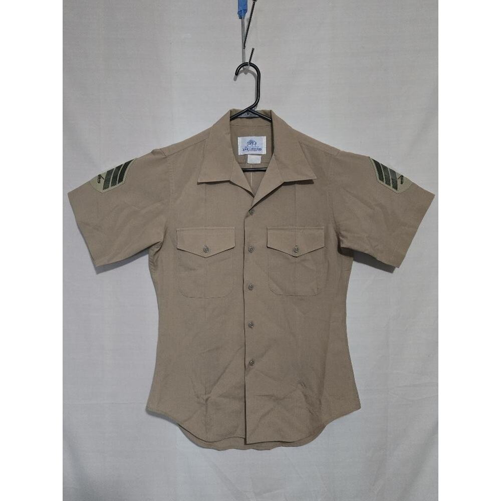 USMC Men's Khaki Service Shirt Short Sleeve Size 15 USGI VGC Q55q